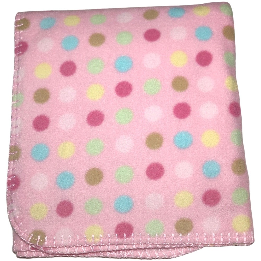 Circo Pink Fleece Polka Dot Baby Blanket Soft Girl Lovey htf Target Green Brown